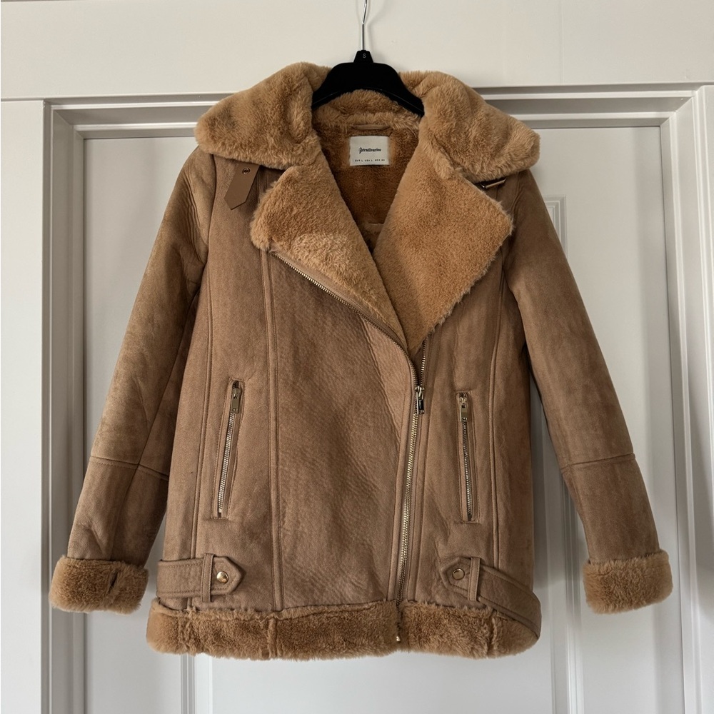 Stradivarius Faux Fur Aviator Jacket